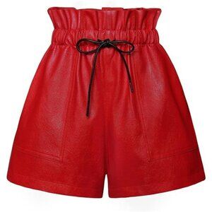 Red color Faux High Waisted Wide Leg Sexy Shorts